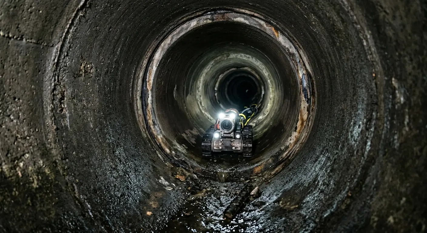 Robotic sewer camera inspecting pipe interior for Drain Snake Service in Paradise